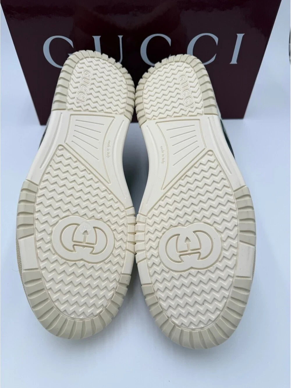 Gucci Re Web Sneakers Beige Mens Size 11/44 New